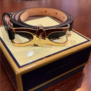 NIB Aspinal of London Elegant Black and Gold Belt